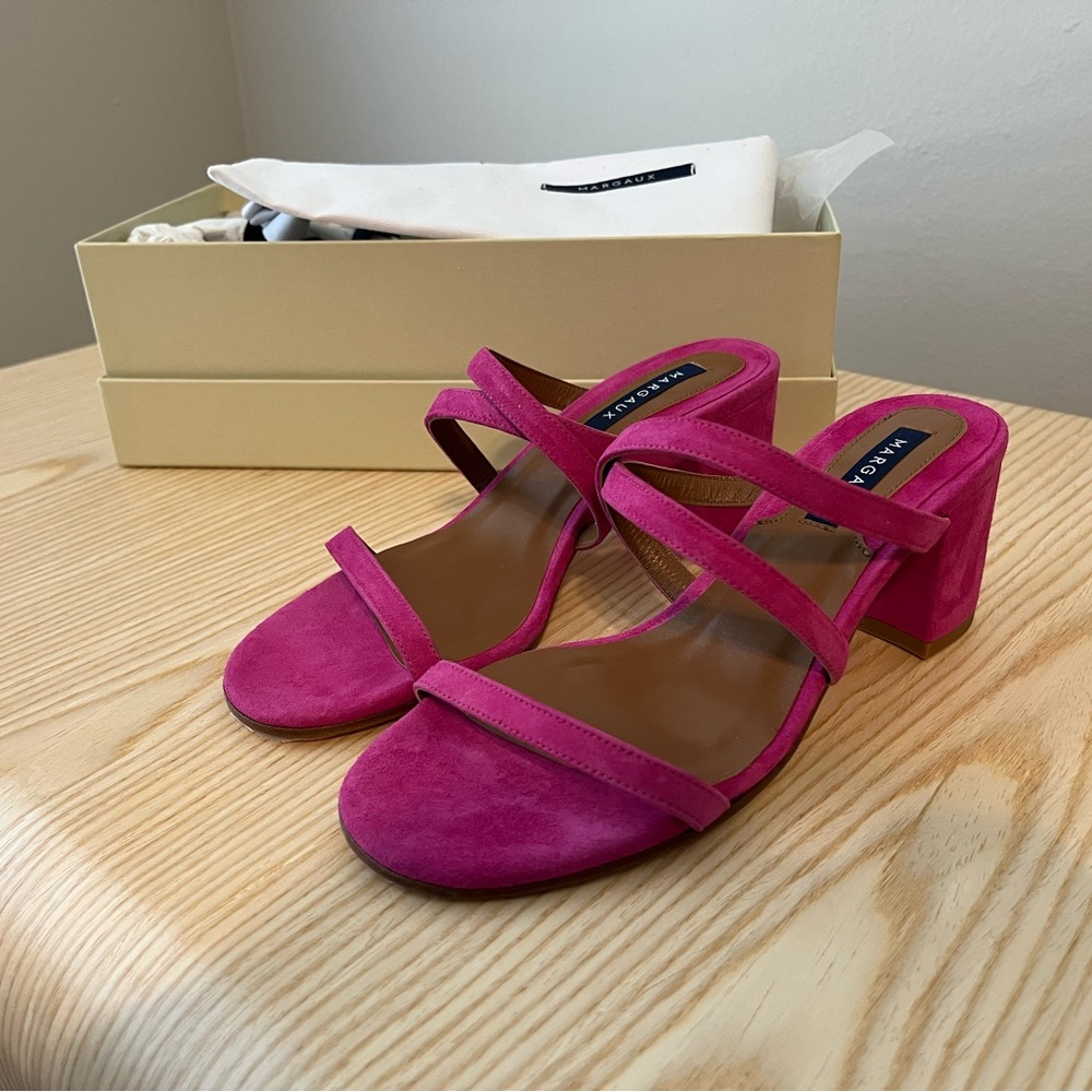 Margaux Perry Sandal in Hibiscus Suede - 5.5 Wide / 35.5 Wide